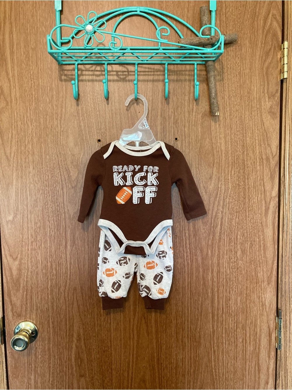 Baby Essentials Brown Football 'Ready for Kick Off' One-Piece